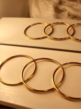 Target Gold Tone Thin Hoop Bangle Bracelet Set